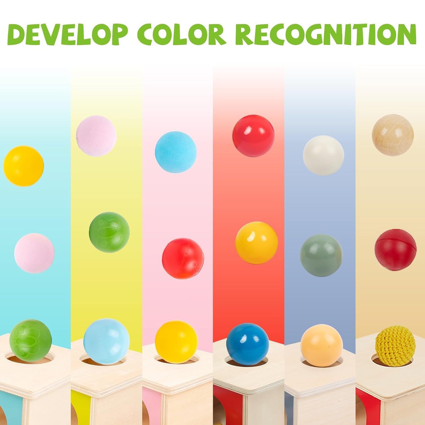 Adena Montessori Object Permanence Box — Wooden Ball Drop with Tray (Ages 6-18 mo)