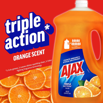 Ajax Ultra Liquid Dish Soap Orange Scent - 90 fl oz (2662mL) × 2 Bottles