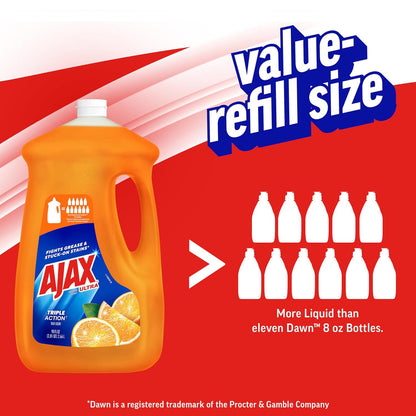 Ajax Ultra Liquid Dish Soap Orange Scent - 90 fl oz (2662mL) × 2 Bottles