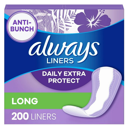 Always Anti-Bunch Xtra Protection Daily Liners - Long - Unscented - 200 Count