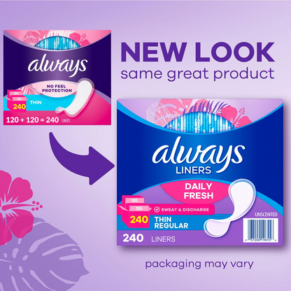 Always Daily Liners - Regular - Unscented - 240 Count
