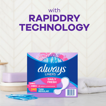Always Daily Liners - Regular - Unscented - 240 Count