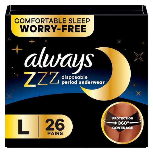 Always ZZZ Overnight Disposable Period Underwear - L - Light Scent - 26 Count