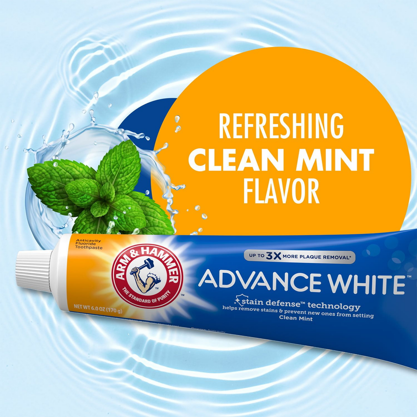 Arm & Hammer 암앤해머 덴탈 케어 어드밴스 화이트 치약 패밀리 4팩 베이킹 소다 미백 제조 방식·프레시 민트 (4 × 7.2oz)