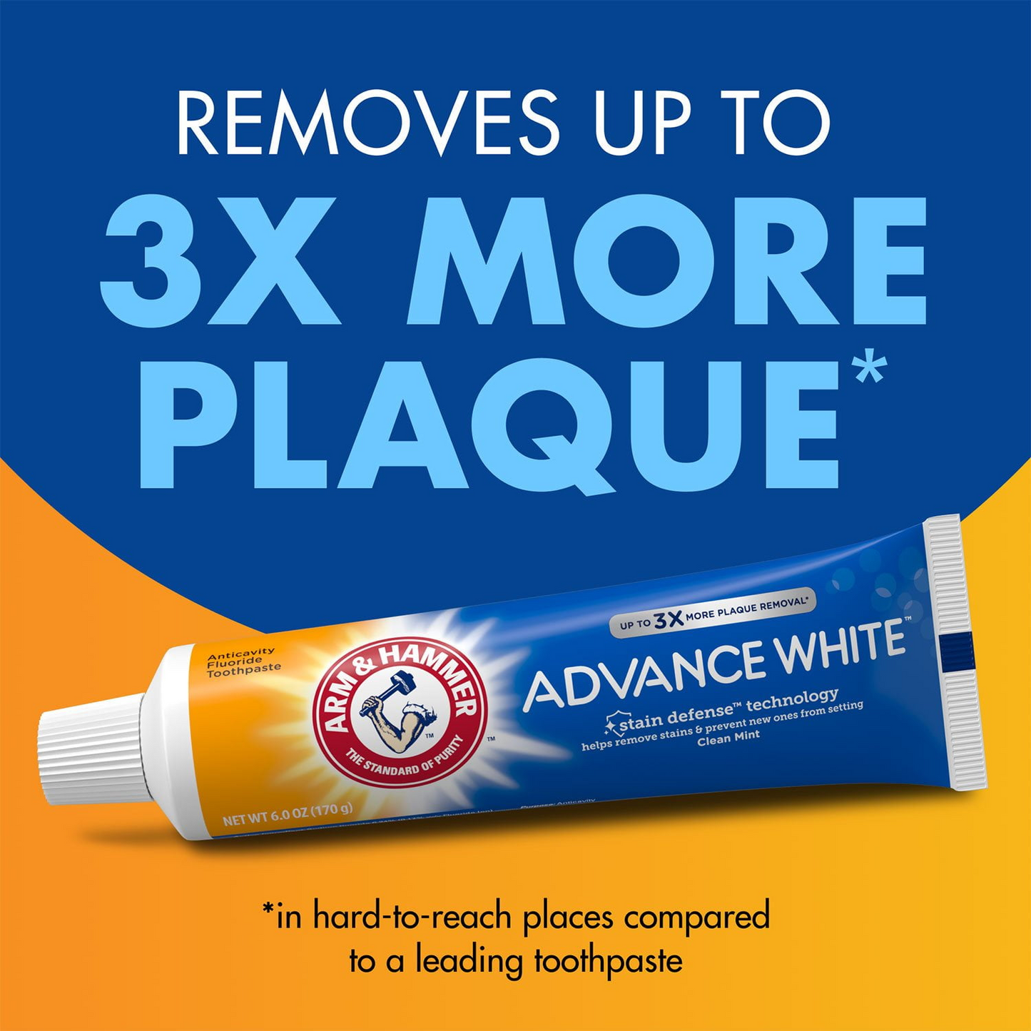 Arm & Hammer 암앤해머 덴탈 케어 어드밴스 화이트 치약 패밀리 4팩 베이킹 소다 미백 제조 방식·프레시 민트 (4 × 7.2oz)