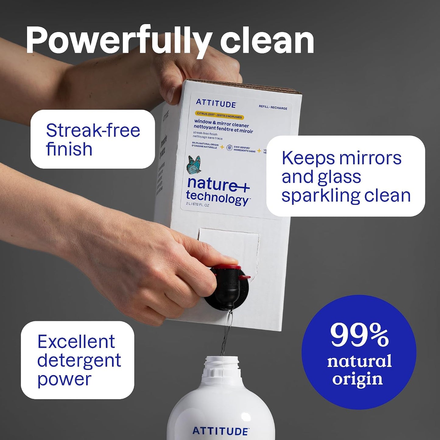 ATTITUDE 애티튜드 유리·거울 세정제 - 시트러스 - 801mL (27.1 fl oz)