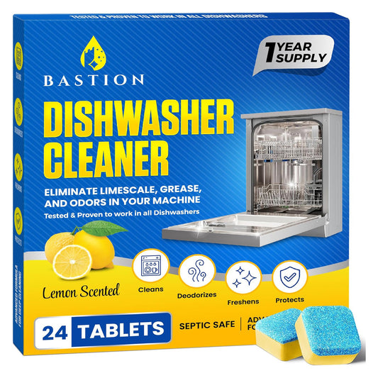 Bastion Dishwasher Cleaner Tablets - Lemon - 24 Tablets