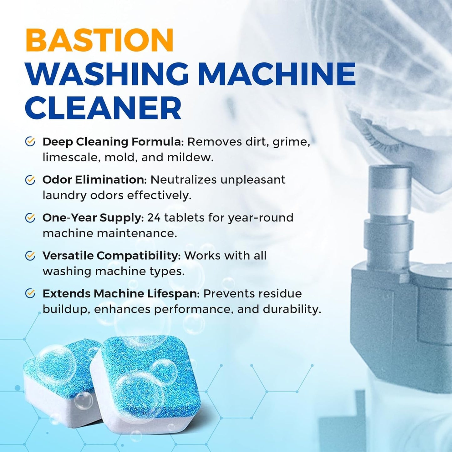 Bastion Washing Machine Cleaner Tablets - 24 Tablets