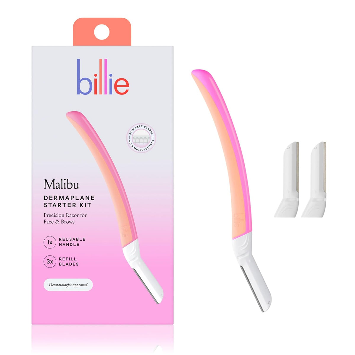 Billie Dermaplane Face Razor Kit - Handle & 3 Refills