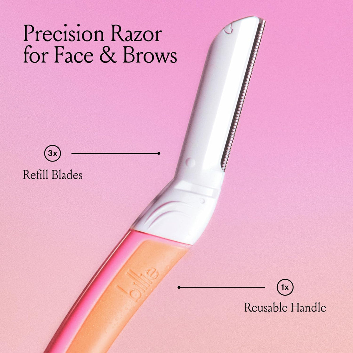 Billie Dermaplane Face Razor Kit - Handle & 3 Refills