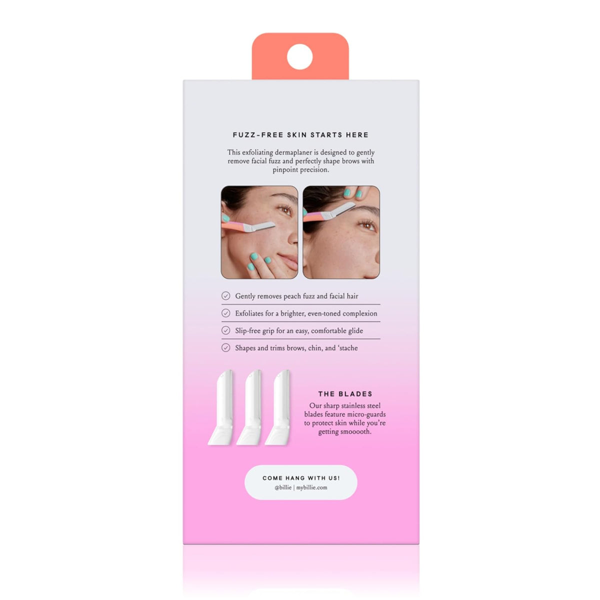Billie Dermaplane Face Razor Kit - Handle & 3 Refills