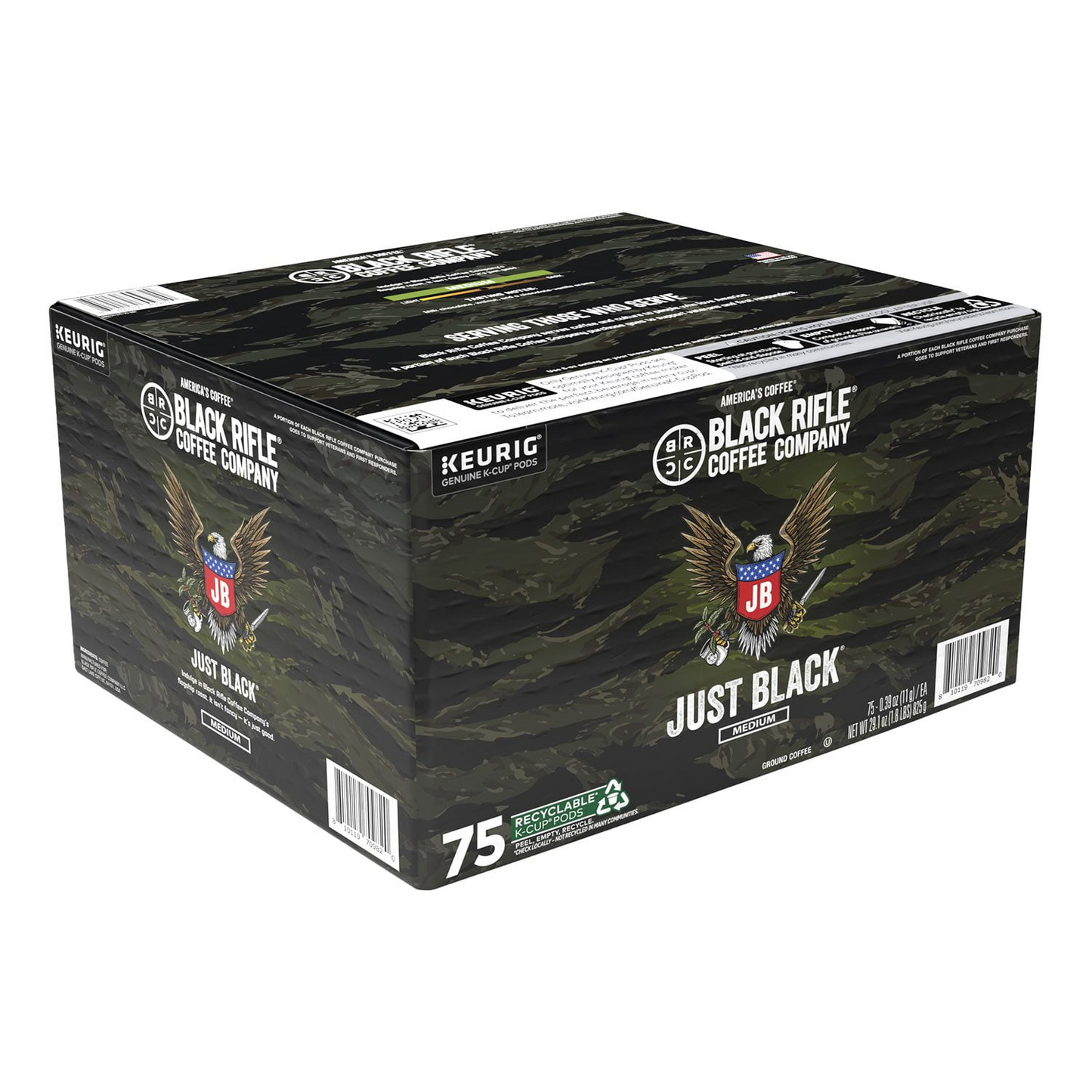 Black Rifle Coffee Company 블랙 라이플 커피 저스트 블랙 미디엄 로스트 팟 (K-컵) - 75개입