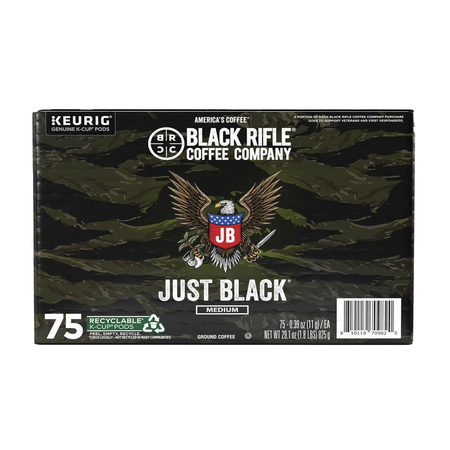 Black Rifle Coffee Company 블랙 라이플 커피 저스트 블랙 미디엄 로스트 팟 (K-컵) - 75개입