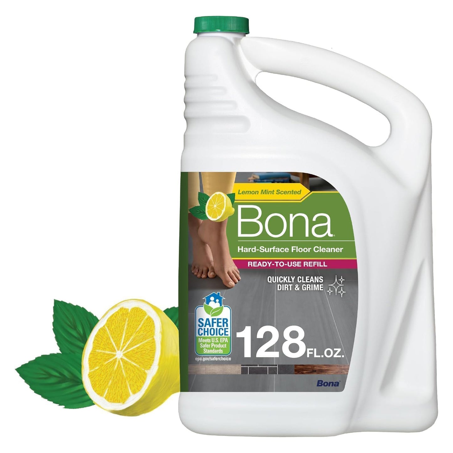 Bona 보나 멀티서피스 바닥 클리너 리필 - 레몬 민트 - 3785mL (128 fl oz)