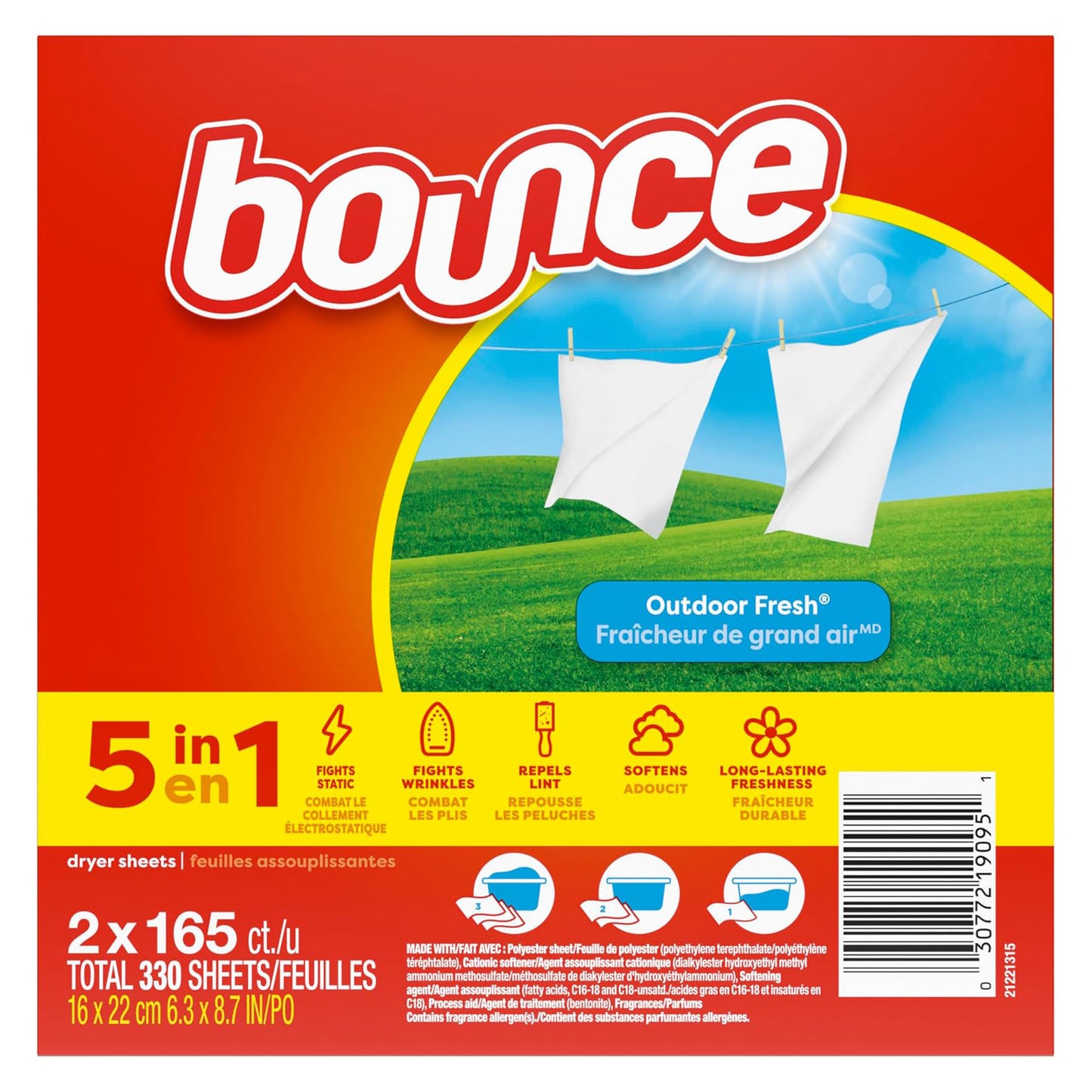 Bounce Dryer Sheets - Outdoor Fresh - 330 Sheets