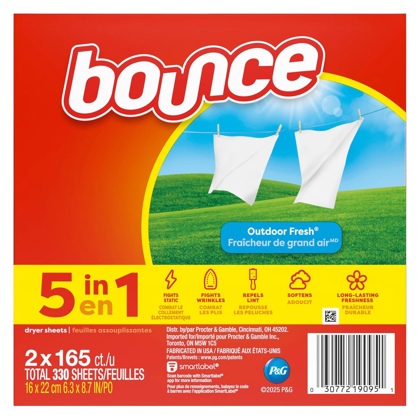 Bounce Dryer Sheets - Outdoor Fresh - 330 Sheets