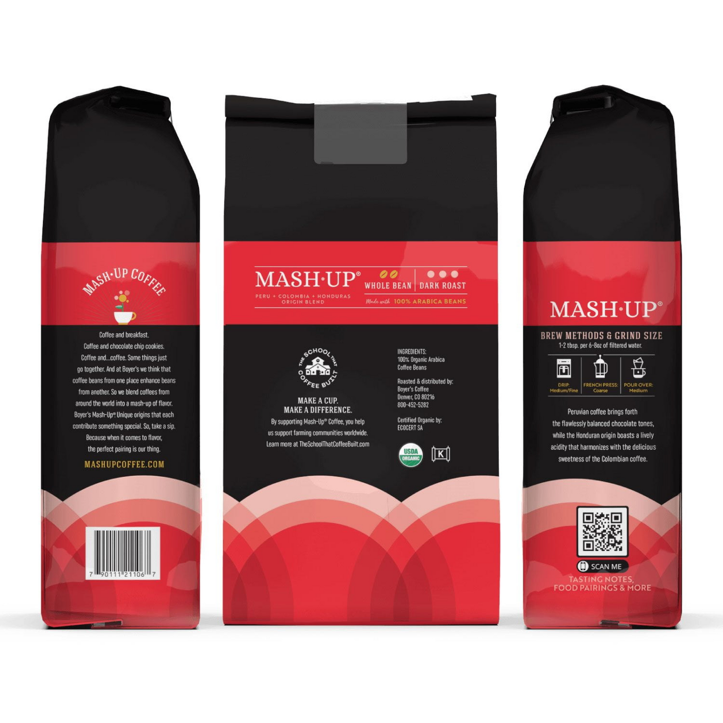 Boyer's Coffee 보이어스 유기농 매시업 블렌드 다크 로스트 홀빈 원두 - 30 oz (850g)