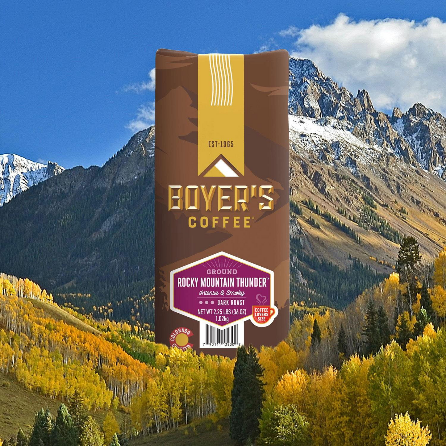 Boyer's Coffee 보이어스 로키 마운틴 썬더 다크 로스트 분쇄커피 - 36 oz (1021g)