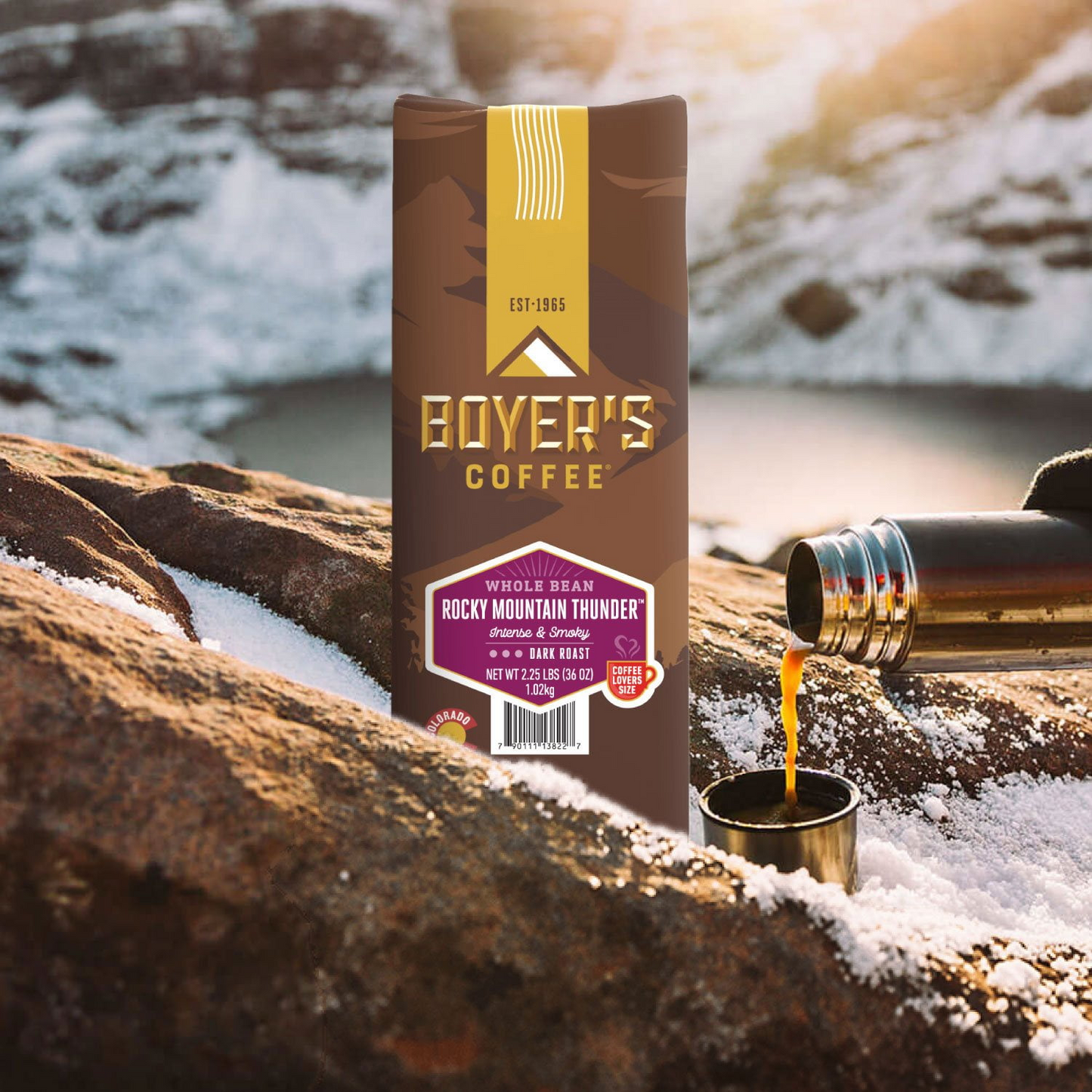 Boyer's Coffee 보이어스 로키 마운틴 썬더 다크 로스트 홀빈 원두 - 36 oz (1021g)