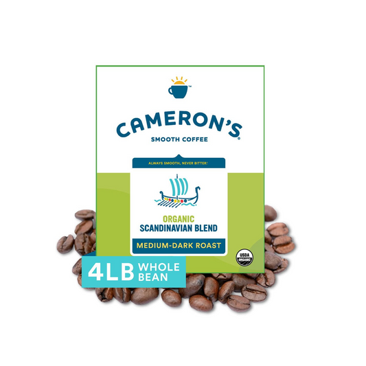 Cameron's Coffee 카메론스 유기농 스칸디나비안 블렌드 미디엄 다크 로스트 홀빈 원두 - 64 oz (1814g)