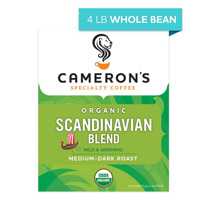 Cameron's Coffee 카메론스 유기농 스칸디나비안 블렌드 미디엄 다크 로스트 홀빈 원두 - 64 oz (1814g)