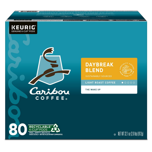 Caribou Coffee Daybreak Morning Blend Light Roast Pods (K-Cup) - 80 ct