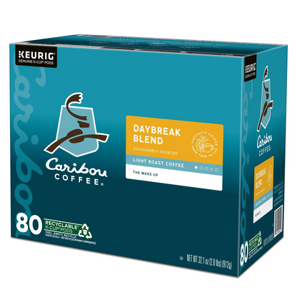 Caribou Coffee Daybreak Morning Blend Light Roast Pods (K-Cup) - 80 ct