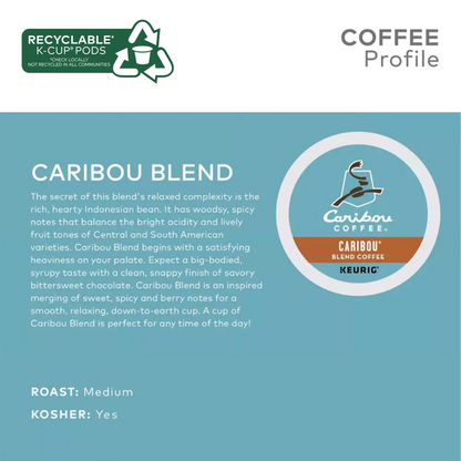 Caribou Coffee Caribou Blend Medium Roast Pods (K-Cup) - 80 ct