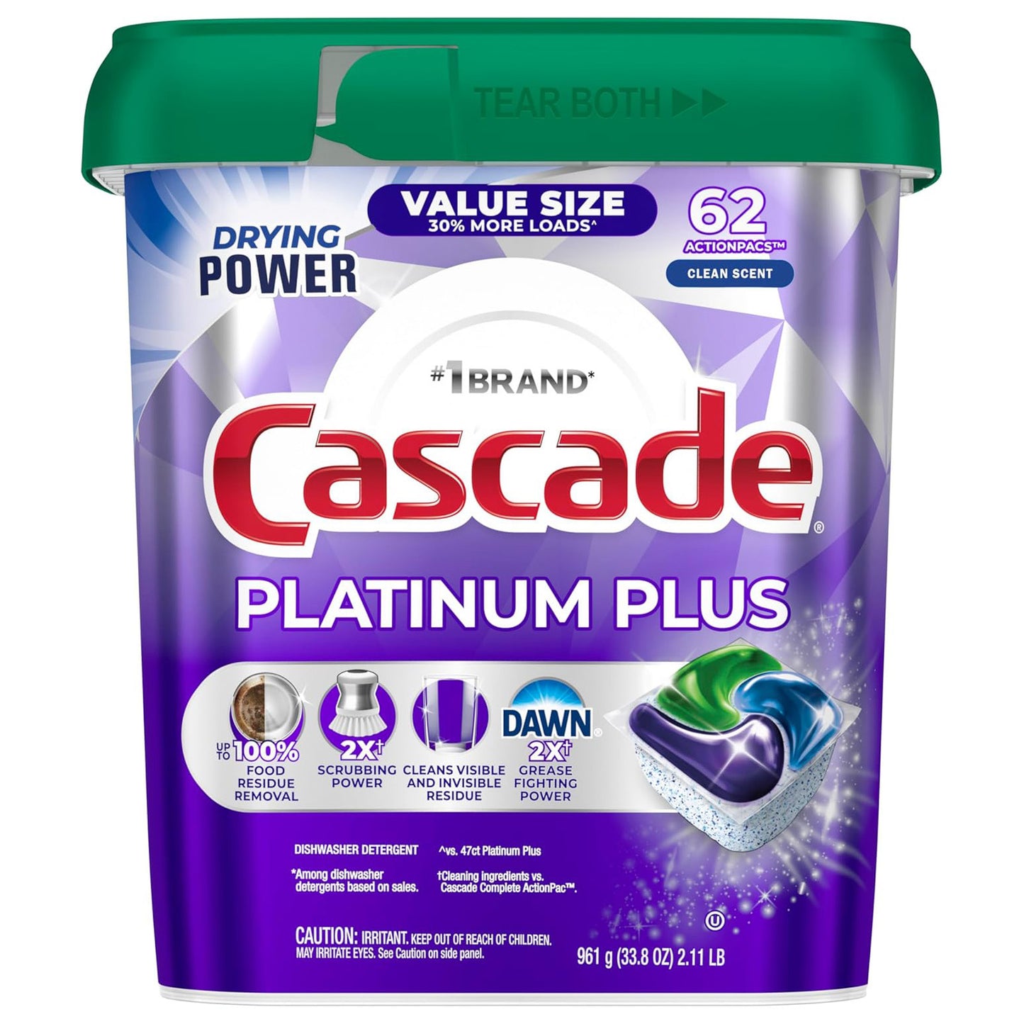 Cascade 캐스케이드 식기세척기 세제 플래티넘 플러스 - 62개입