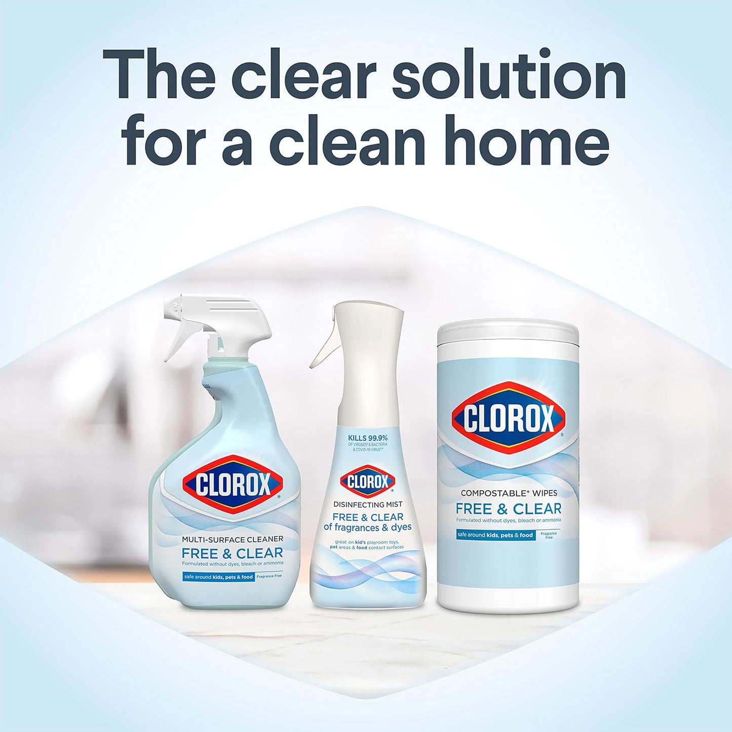 Clorox Free & Clear Multi Surface Cleaner - 32 fl oz (946mL) × 3 Bottles