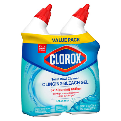Clorox 클로락스 변기 세정제 클링잉 표백 겔 - 오션 미스트 - 710mL (24 fl oz) × 2개