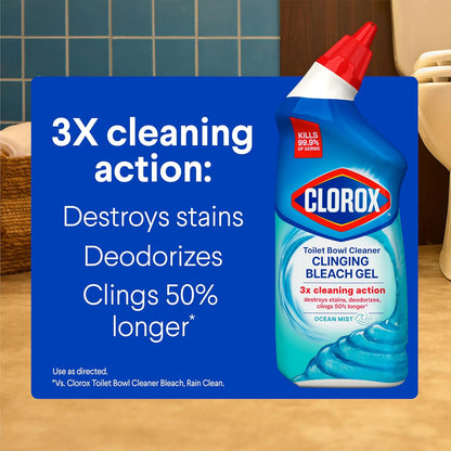 Clorox 클로락스 변기 세정제 클링잉 표백 겔 - 오션 미스트 - 710mL (24 fl oz) × 2개