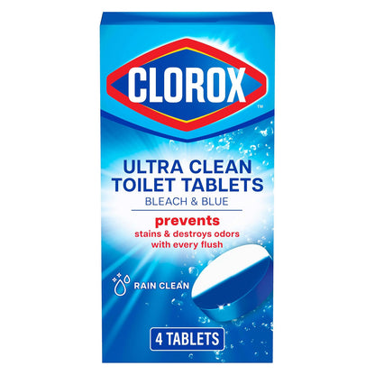 Clorox 클로락스 울트라 클린 변기 태블릿 표백+블루 - 레인 클린 - 4정