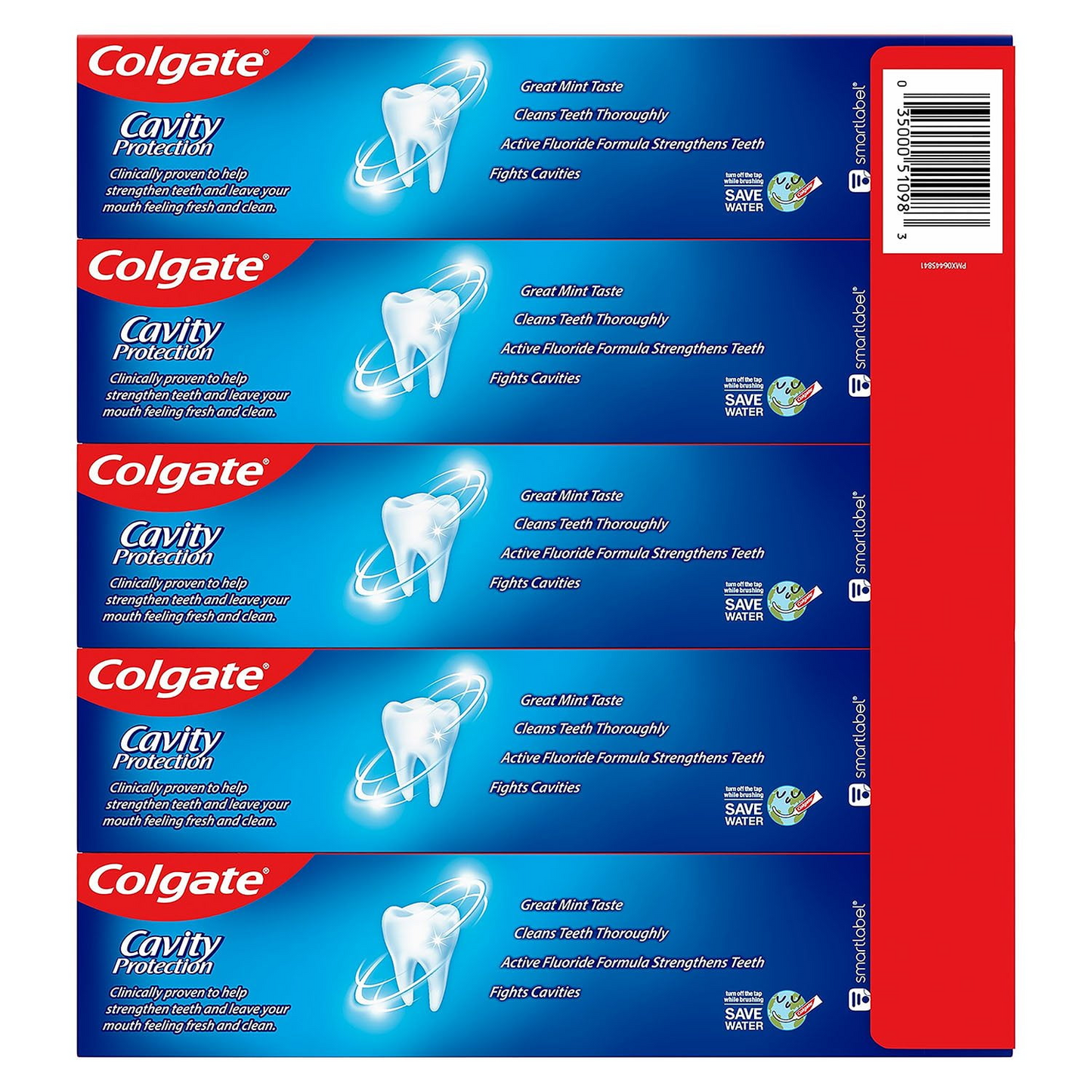 Colgate 콜게이트 캐비티 프로텍션 치약 with 불소 — 레귤러 향 패밀리 5팩 클래식 불화나트륨 (5 × 8.0oz)