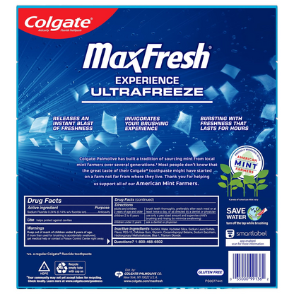 Colgate 콜게이트 맥스프레시 쿨 민트 치약 미니 브레스 스트립 함유 패밀리 5팩 임베디드 브레스 스트립·오래가는 상쾌함 (5 × 6.0oz)