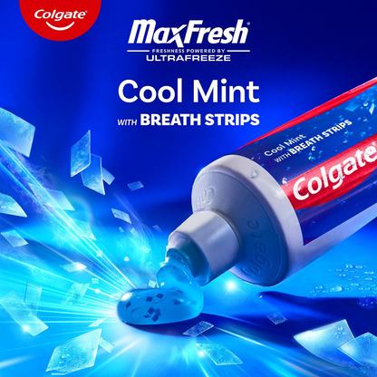 Colgate 콜게이트 맥스프레시 쿨 민트 치약 미니 브레스 스트립 함유 패밀리 5팩 임베디드 브레스 스트립·오래가는 상쾌함 (5 × 6.0oz)