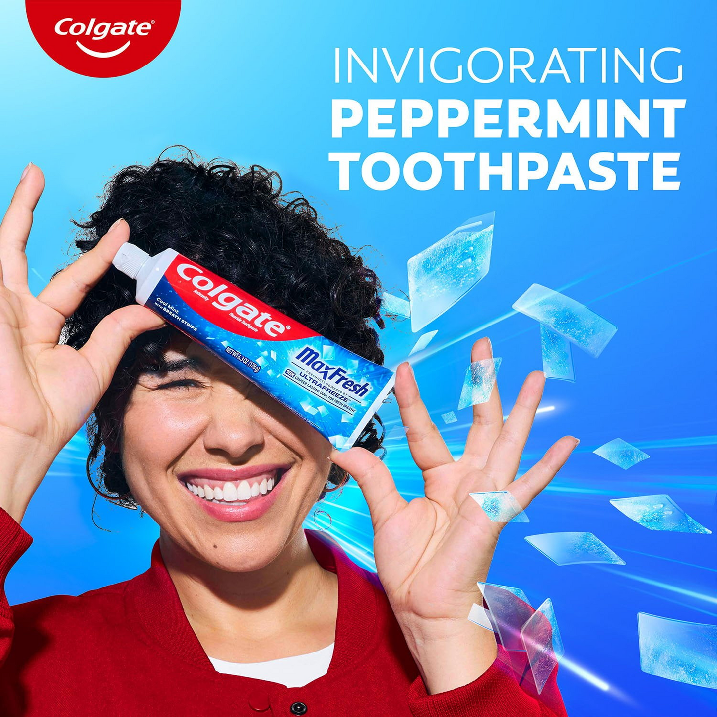 Colgate 콜게이트 맥스프레시 쿨 민트 치약 미니 브레스 스트립 함유 패밀리 5팩 임베디드 브레스 스트립·오래가는 상쾌함 (5 × 6.0oz)