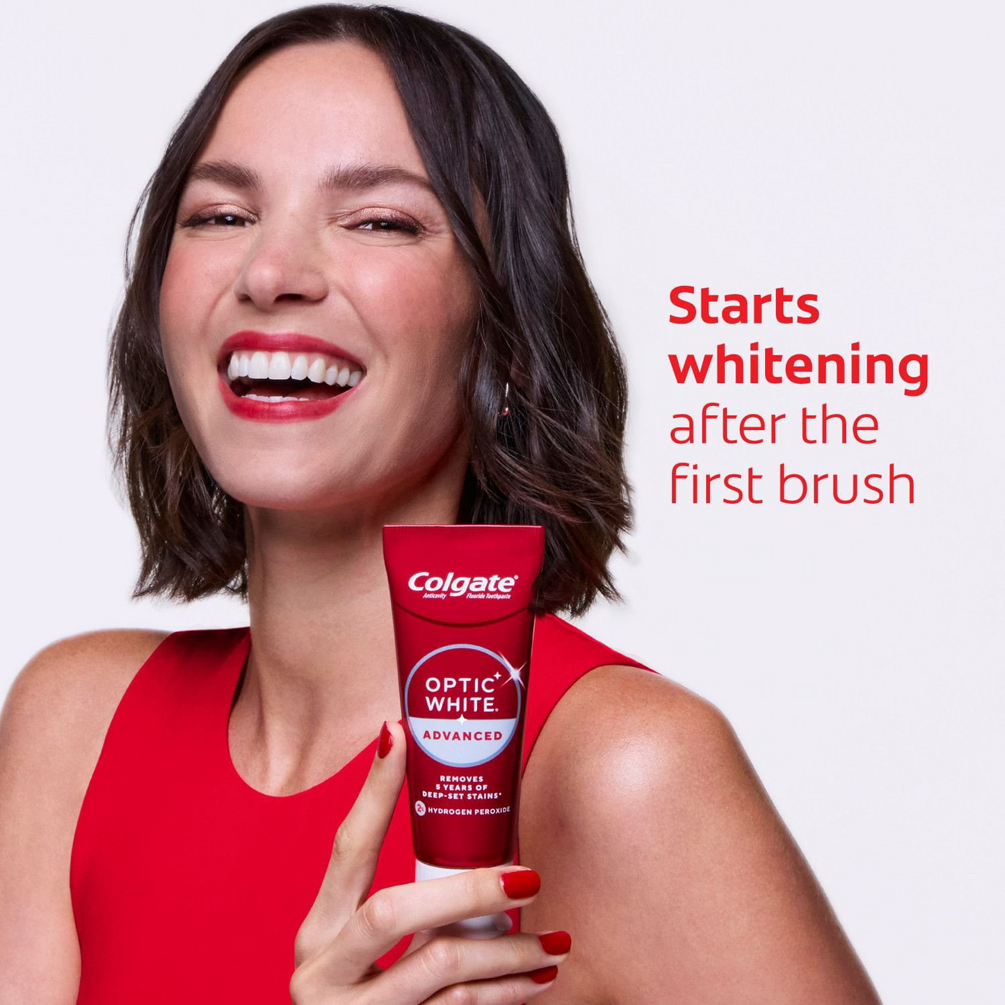Colgate Optic White Advanced Sparkling White Whitening Toothpaste — Family 5-Pack, Hydrogen Peroxide Formula, Cool Mint (5 × 3.2 oz)