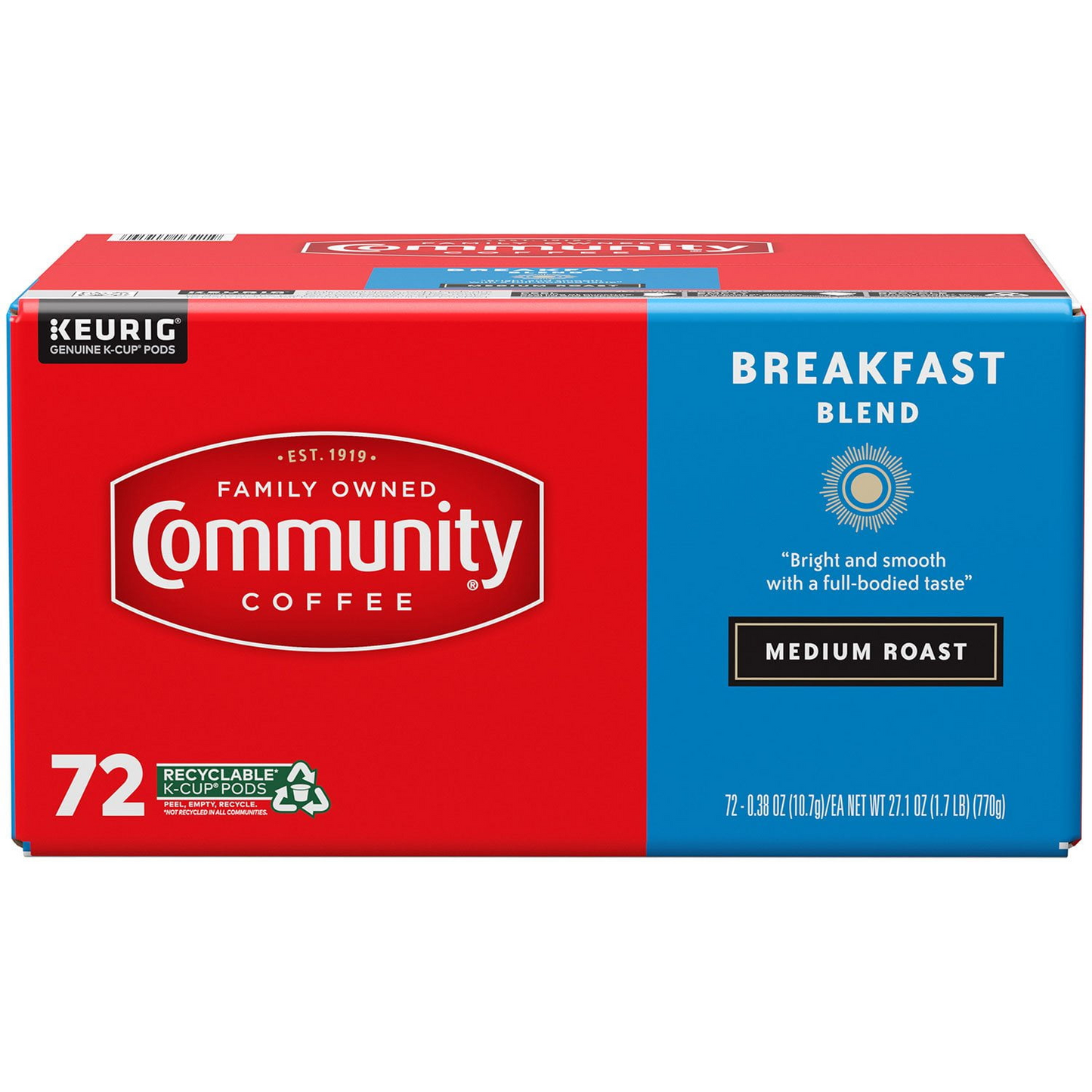 Community Coffee Breakfast Blend Medium Roast Pods (K-Cup) - 72 ct