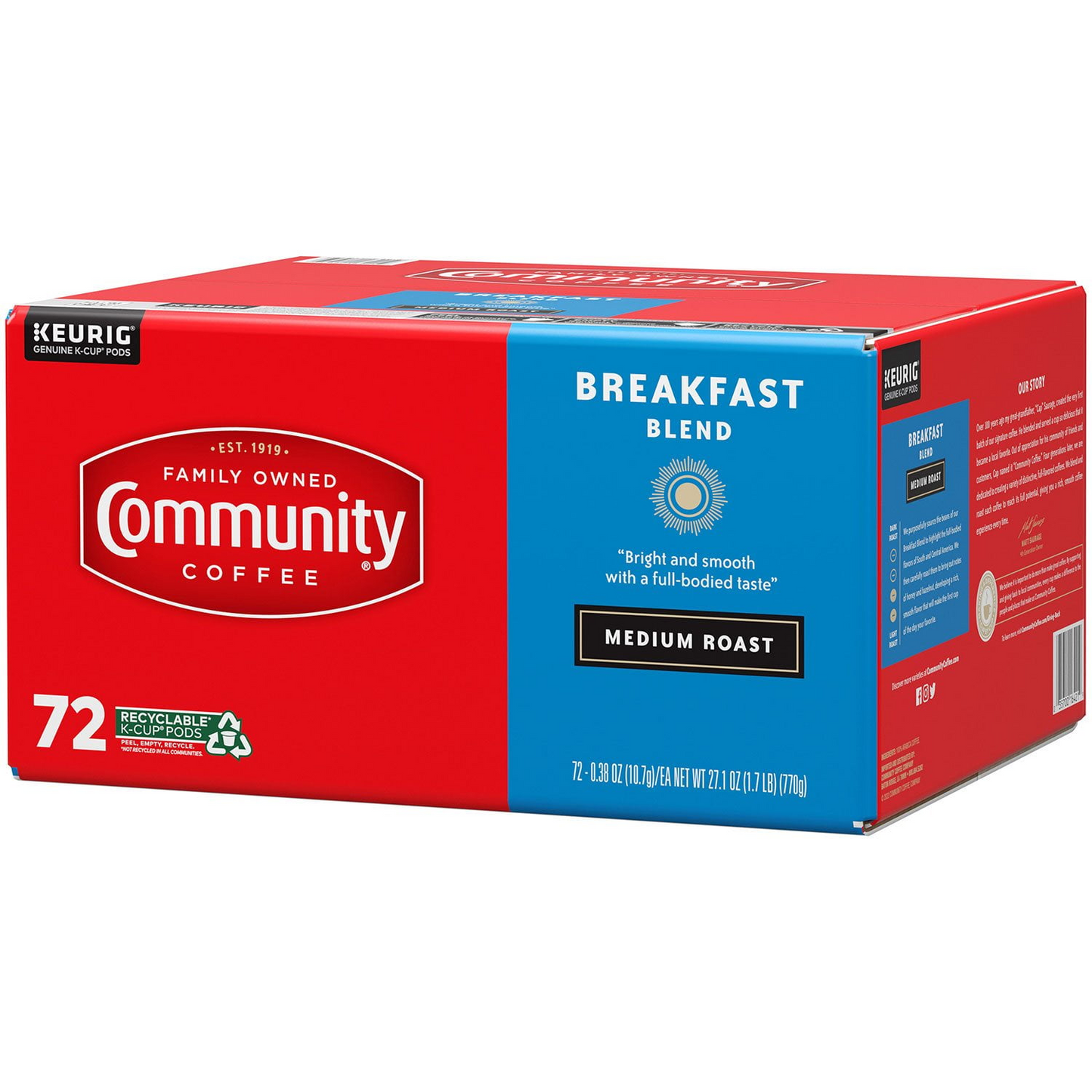 Community Coffee Breakfast Blend Medium Roast Pods (K-Cup) - 72 ct