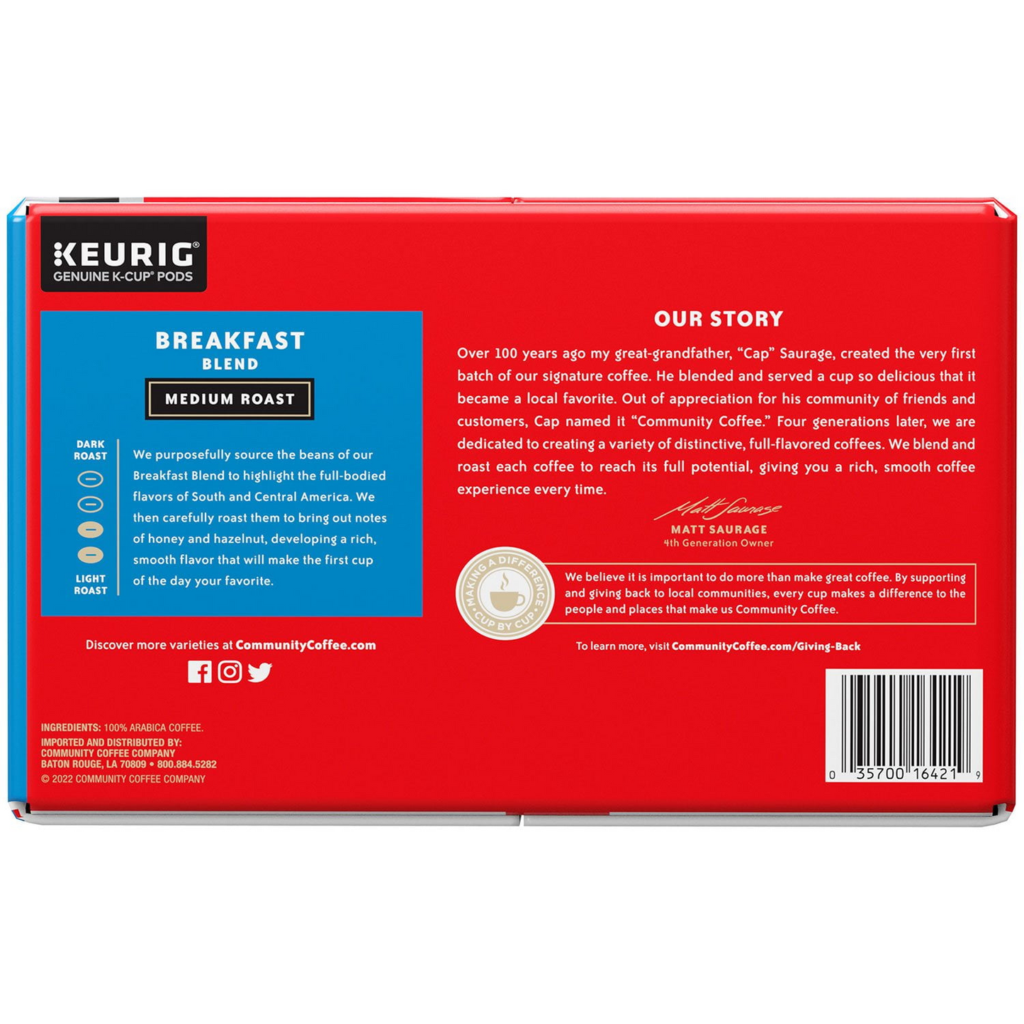 Community Coffee Breakfast Blend Medium Roast Pods (K-Cup) - 72 ct