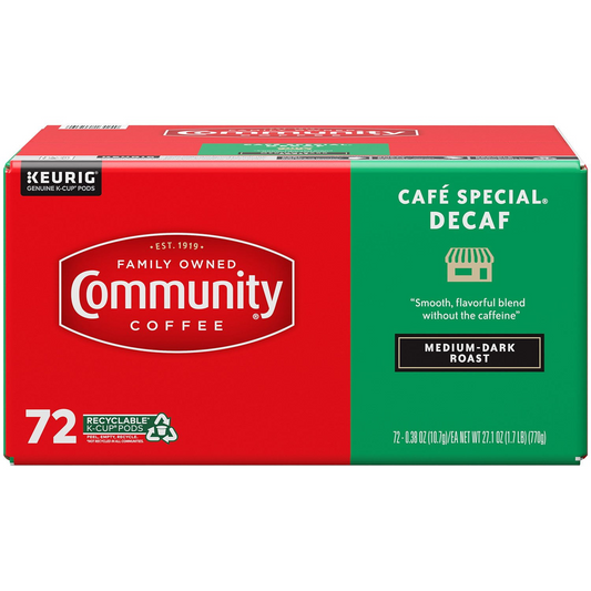 Community Coffee Café Special Decaf Medium-Dark Roast Pods (K-Cup) - 72 ct
