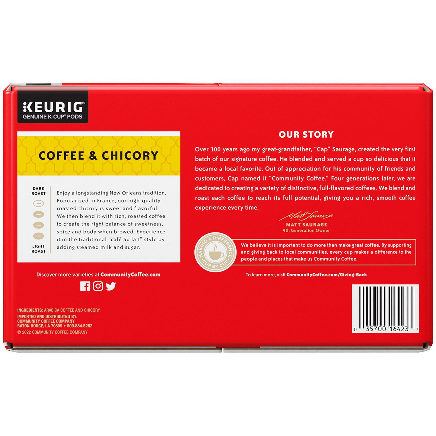 Community Coffee & Chicory Medium-Dark Roast Pods (K-Cup) - 72 ct