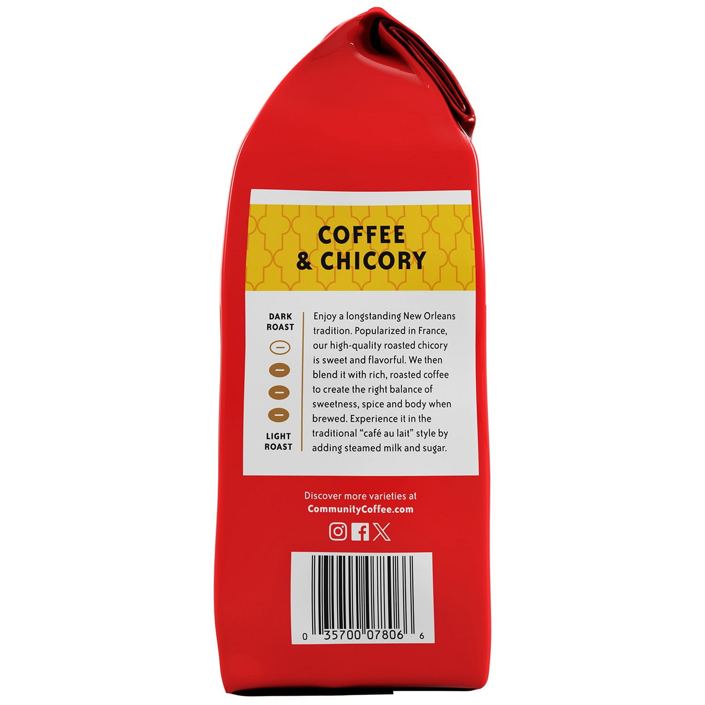 Community Coffee 커뮤니티 & 치커리 미디엄 다크 로스트 분쇄커피 - 40 oz (1134g)