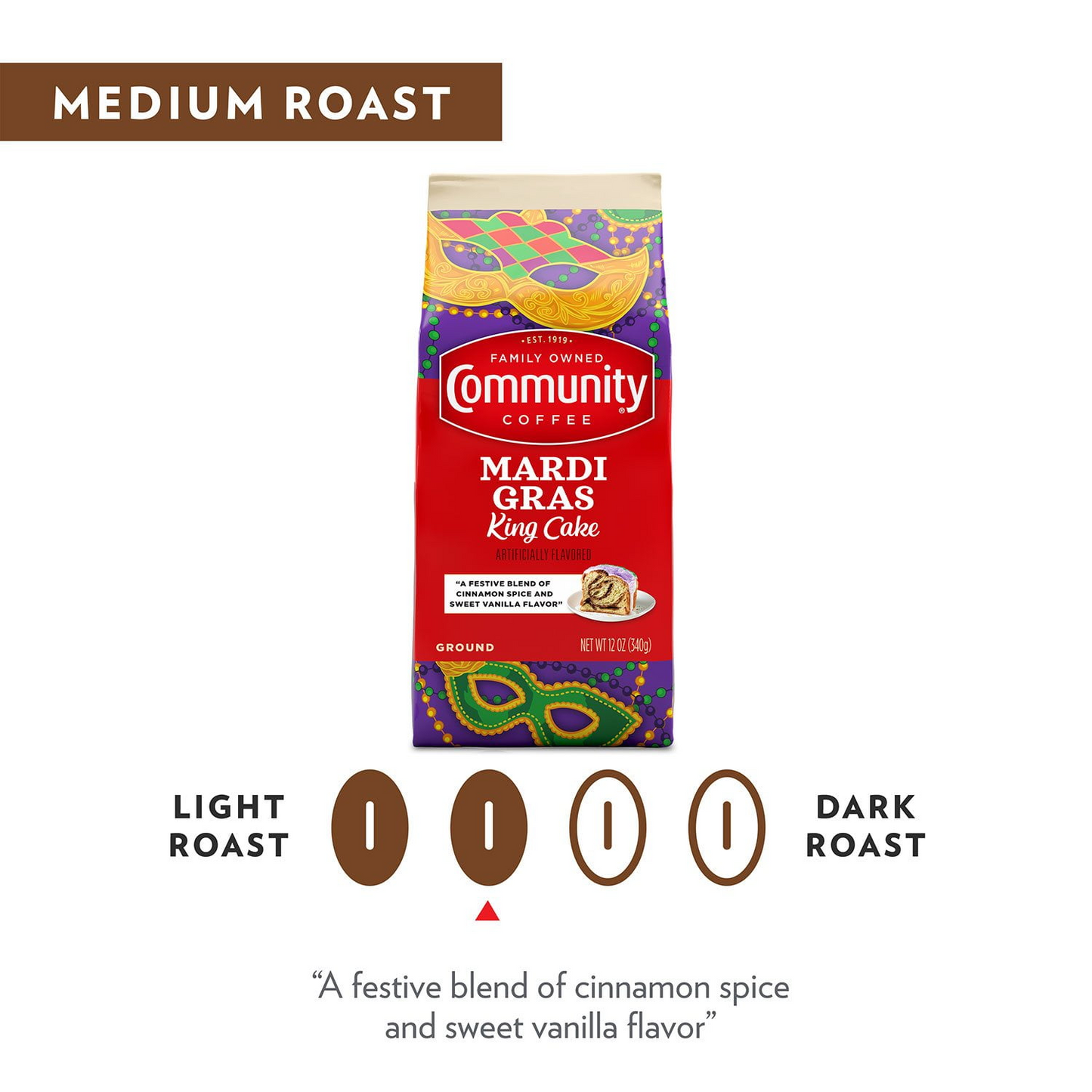 Community Coffee Mardi Gras King Cake Medium Roast Ground Coffee - 32 oz (907g)
