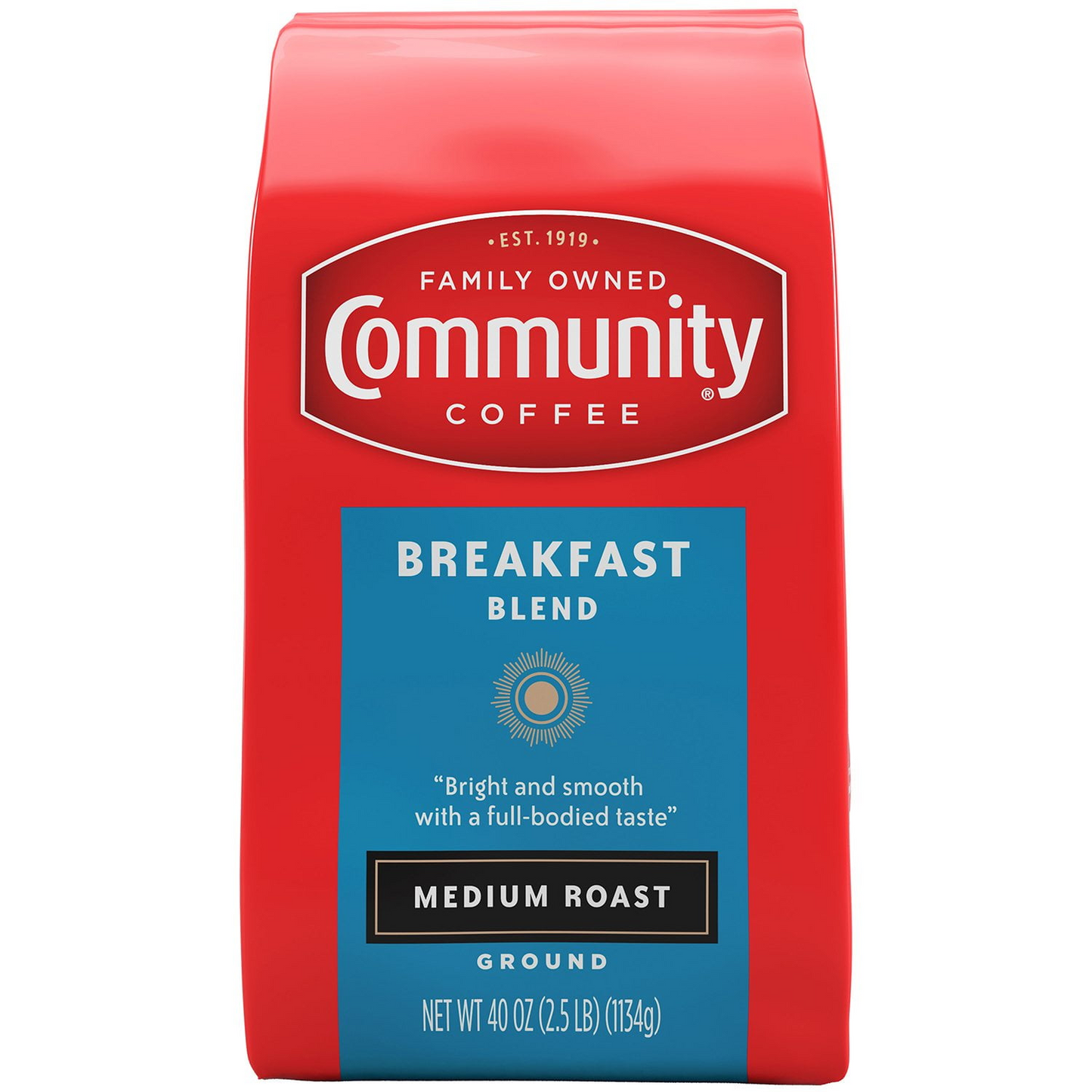 Community Coffee 커뮤니티 브렉퍼스트 블렌드 미디엄 로스트 분쇄커피 - 40 oz (1134g)