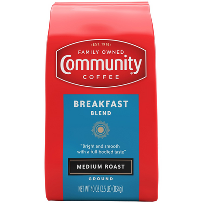 Community Coffee 커뮤니티 브렉퍼스트 블렌드 미디엄 로스트 분쇄커피 - 40 oz (1134g)