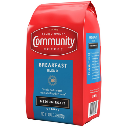 Community Coffee 커뮤니티 브렉퍼스트 블렌드 미디엄 로스트 분쇄커피 - 40 oz (1134g)