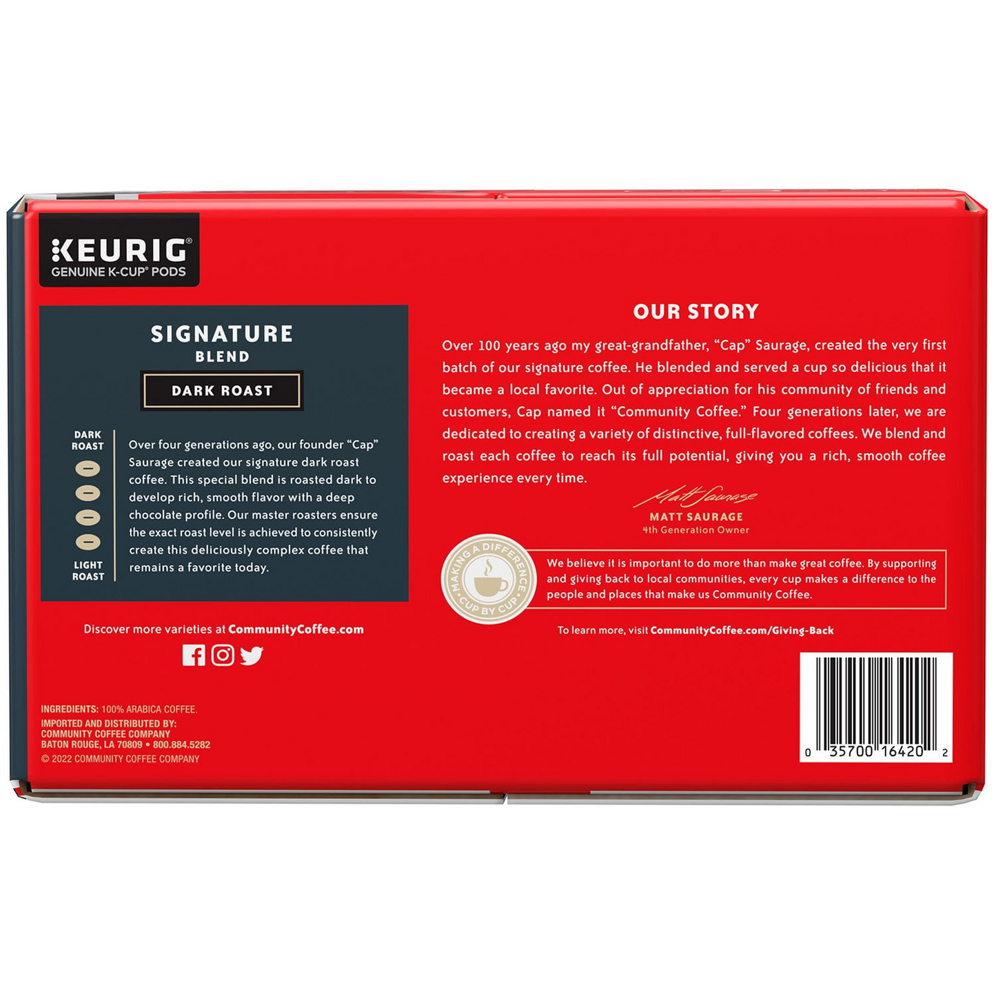 Community Coffee Signature Blend Dark Roast Pods (K-Cup) - 72 ct