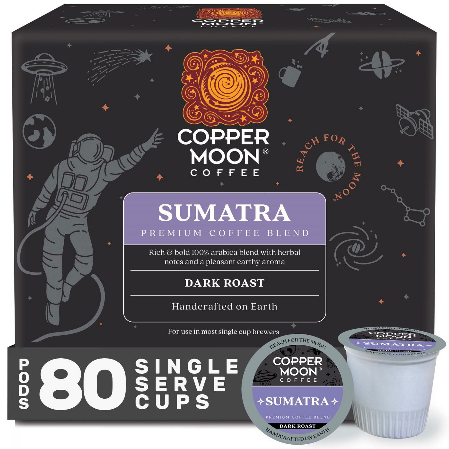 Copper Moon Coffee 코퍼 문 수마트라 다크 로스트 팟 (K-컵) - 80개입